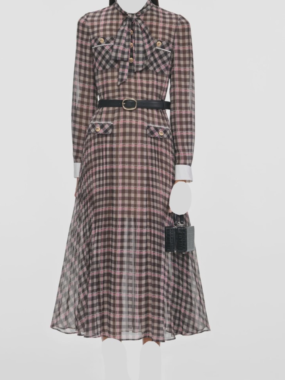 Self-Portrait checked chiffon midi dress
